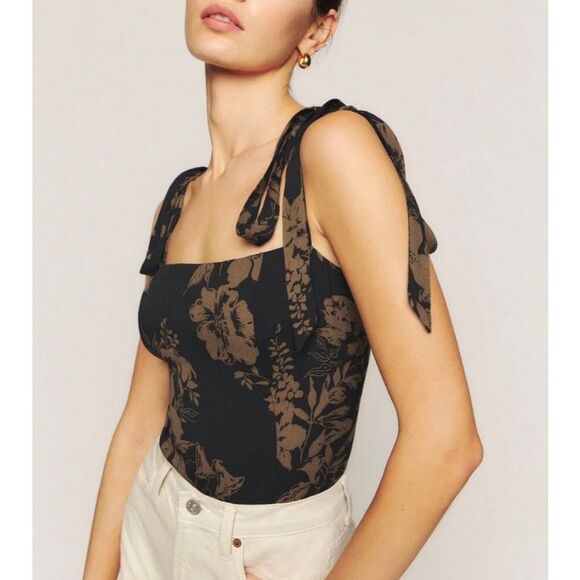 Reformation Floral Smock Back Tank Top - Picture 1 of 10